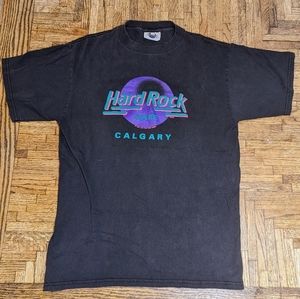 Vintage  1989 80s Hard Rock Cafe Calgary Black T-Shirt Men’s Size Medium